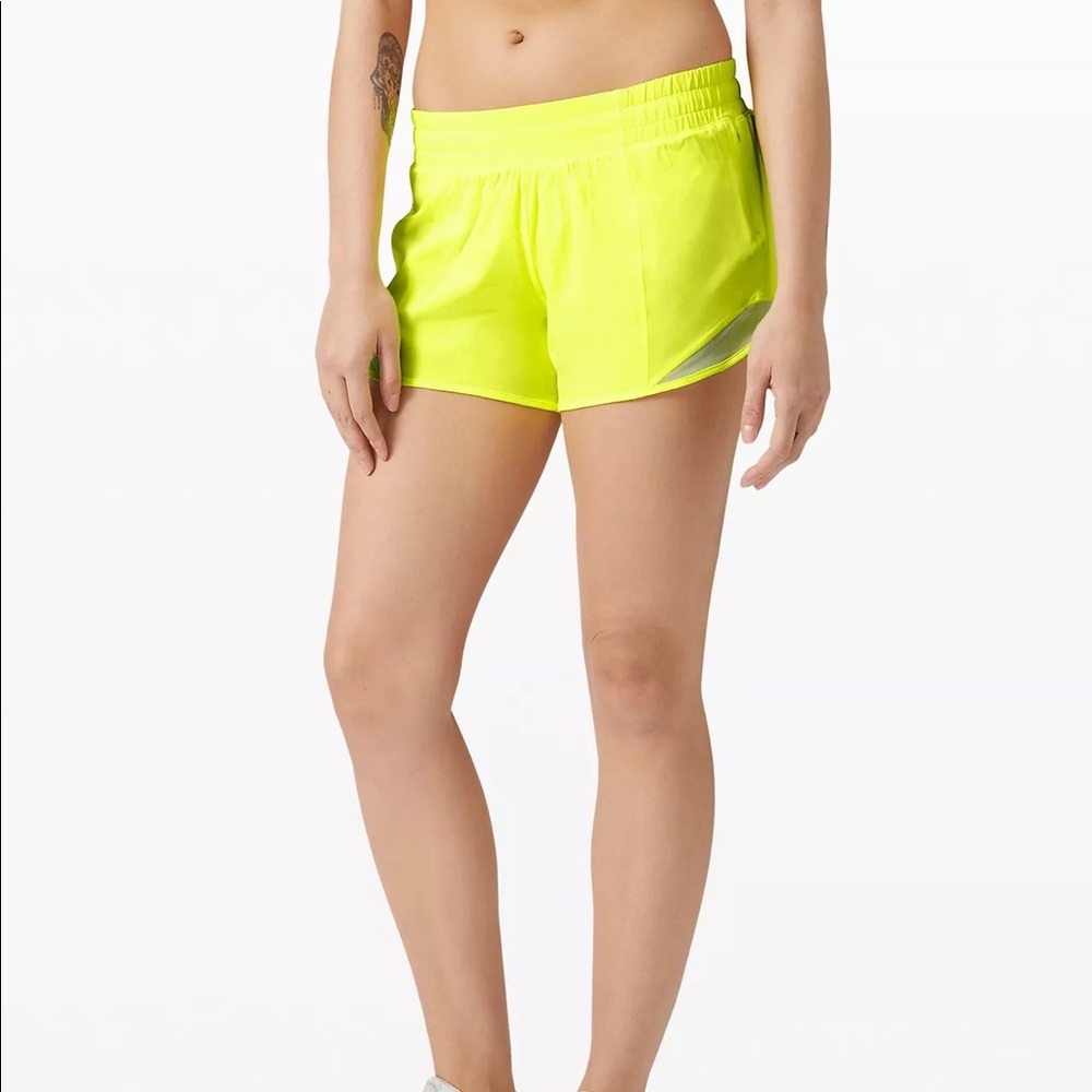 NWT- Lululemon- Hotty Hot Low-Rise Lined Short 4" - Highlight Yellow